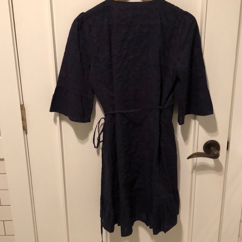 Gap NWOT navy eyelet wrap dress small petite